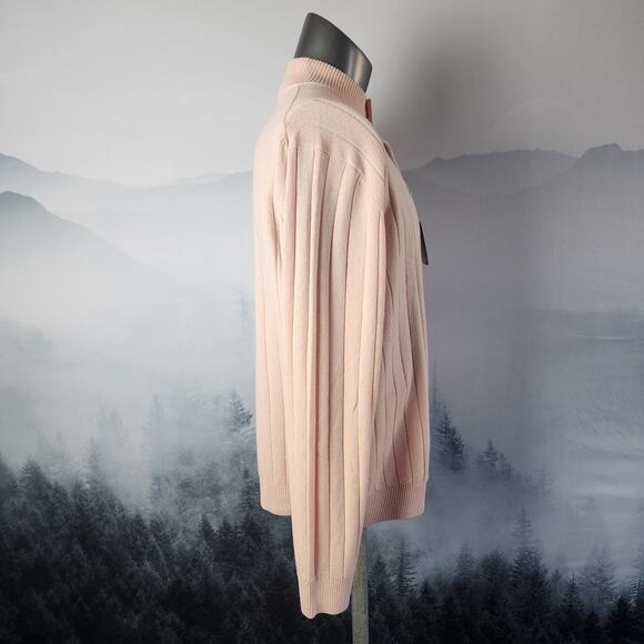 NWT Martin 100% Italian Cashmere Pink Quarter Button Golf Sweater | Men's XLarge - Picture 8 of 15